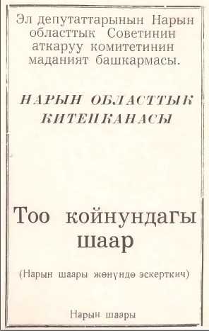 Тоо койнундагы шаар , Нарын,Тарых,Тянь-Шань